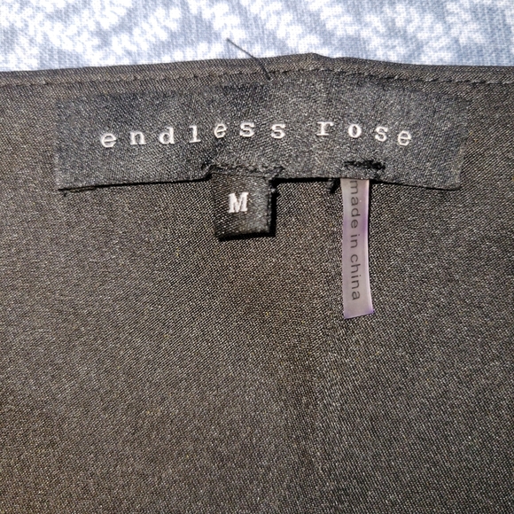 Anthropologie Endless Rose Black Lace Floral Embroidered Fringe Sleeves Crop Top - Picture 12 of 15